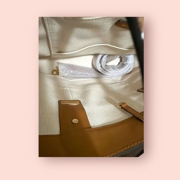 Michael Kors Marie Medium Cage Tote‎ Bag Canvas Leather Stripes - Picture 7 of 10